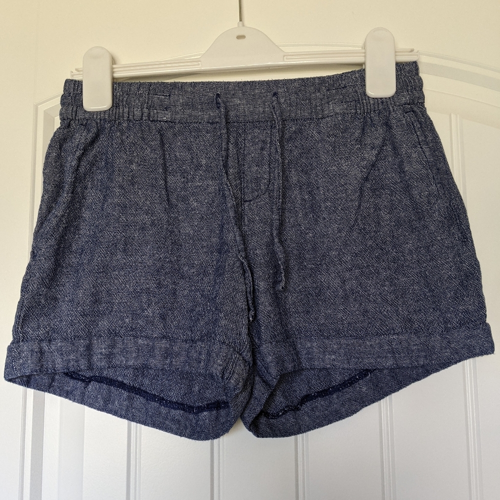 Linen blend denim colored shorts